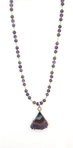 Australian Handmade Purple Necklace with Stalactite Amethyst Pendant Amethyst Labradorite and Sterling Silver