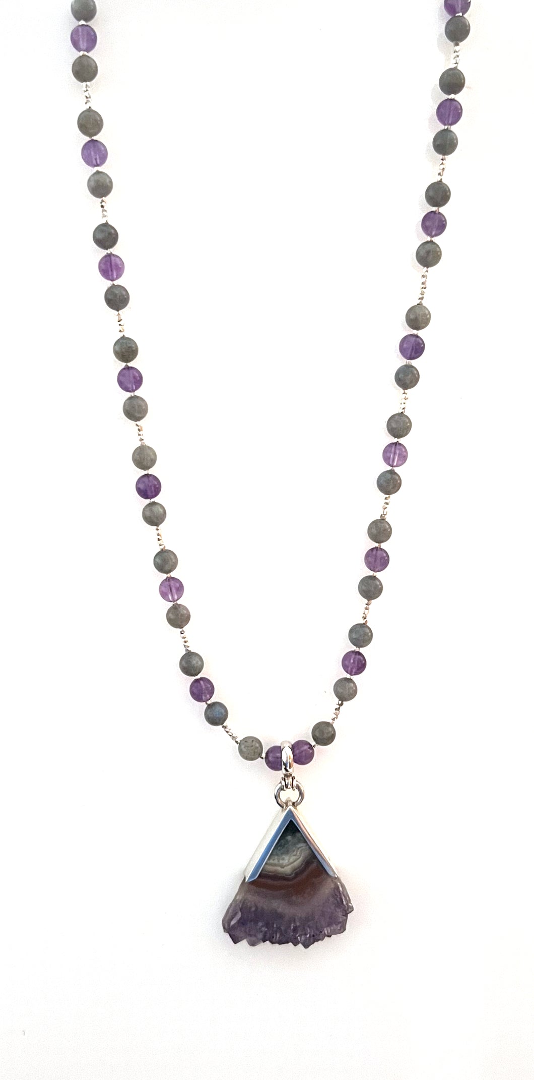 Australian Handmade Purple Necklace with Stalactite Amethyst Pendant Amethyst Labradorite and Sterling Silver