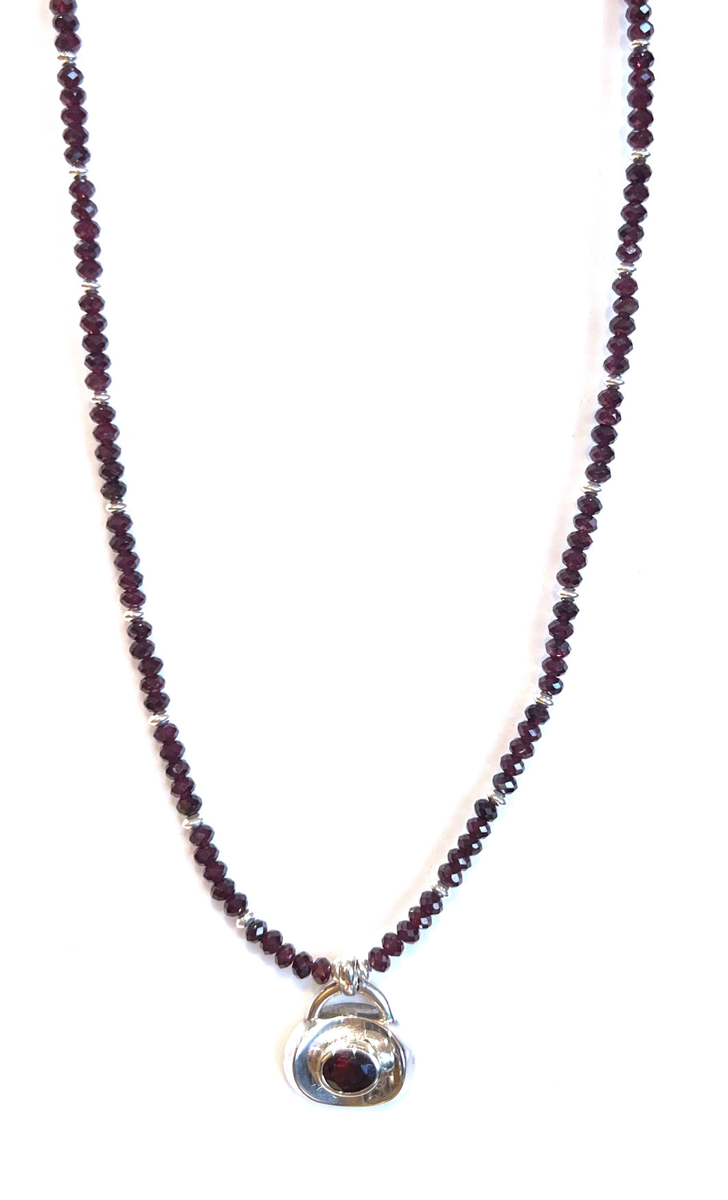 Australian Handmade Red Necklace with Garnets and Sterling Silver