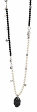 Load image into Gallery viewer, Australian Handmade Pearl Necklace with Onyx and Sterling Silver
