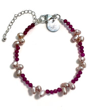 Load image into Gallery viewer, Australian Handmade Pink Necklace with Pink Pearls and Rubies
