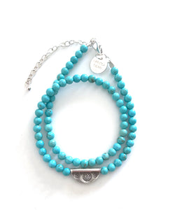 Turquoise Colour Howlite and Sterling Silver Bracelet