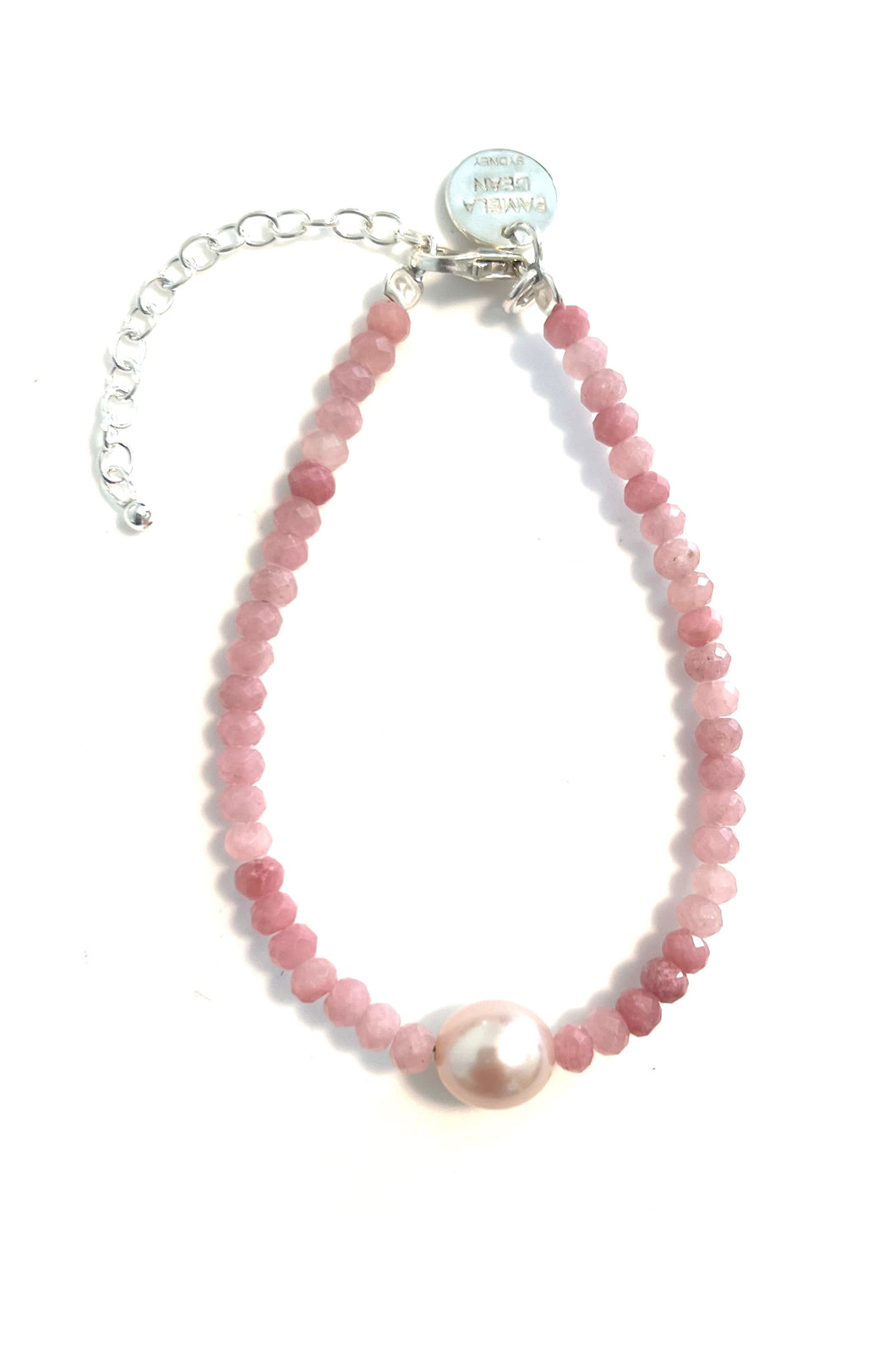 Pink Bracelet with Pink Opal Pink Pearl and Sterling Silver