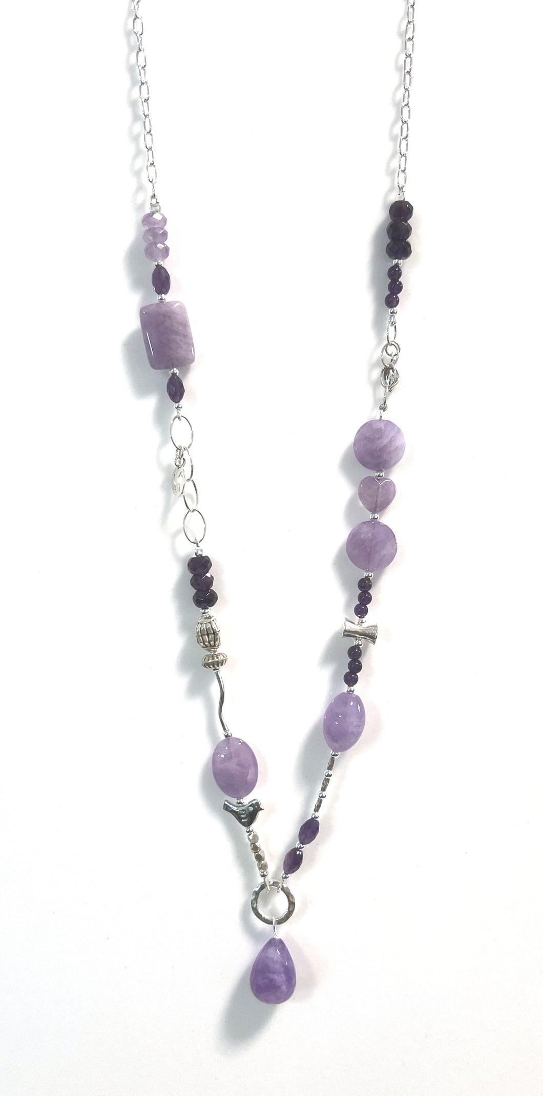 Australian Handmade Purple Necklace with Light and Dark Amethyst and Sterling Silver