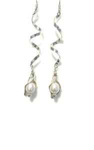 Freshwater Pearl and Sterling Silver Long Earrings