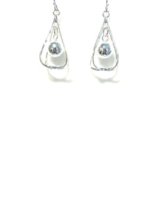 Sterling Silver Teardrop with Ball  Earrings