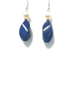 Blue Earrings Lapis Lazuli and Pearls