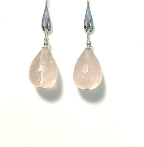 Pink Earrings with Rose Quartz and Sterling Silver