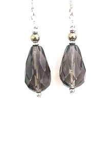 Brown Earrings with Smoky Quartz Pyrite and Sterling Silver