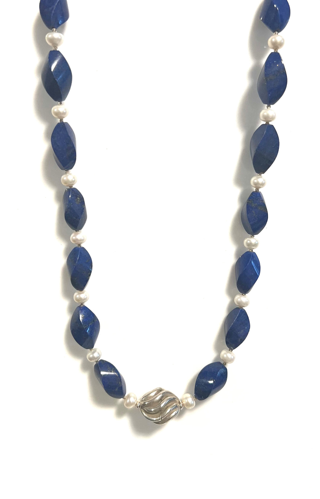 Australian Handmade Blue Necklace with  Lapis Lazuli Pearls and Sterling Silver