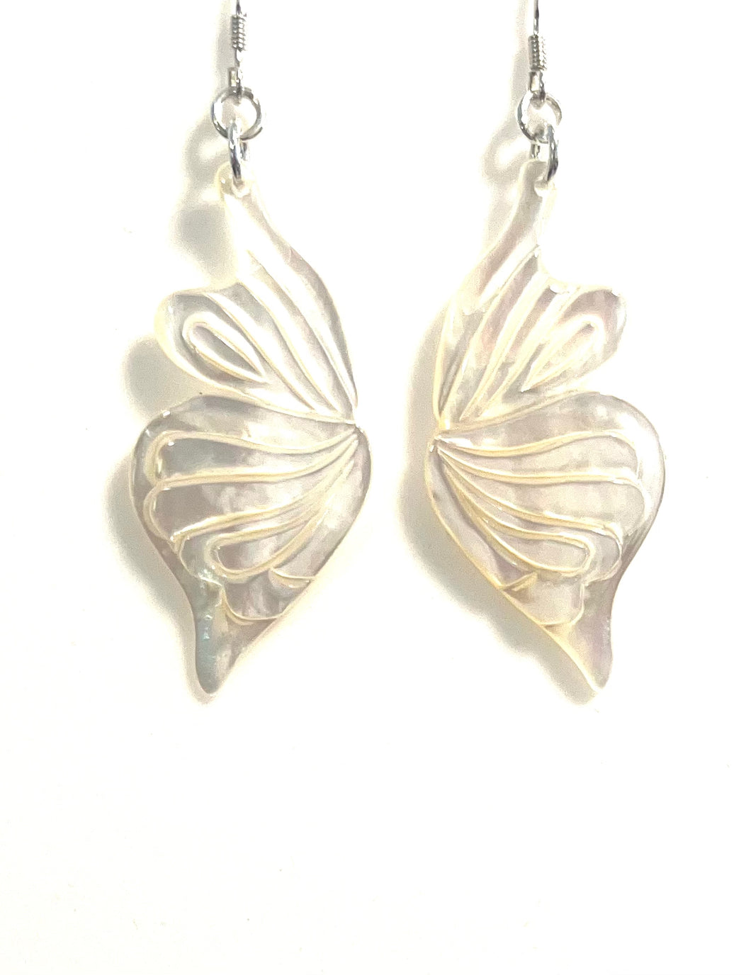 White Angel Wings Mother of Pearl and Sterling Silver Earrings