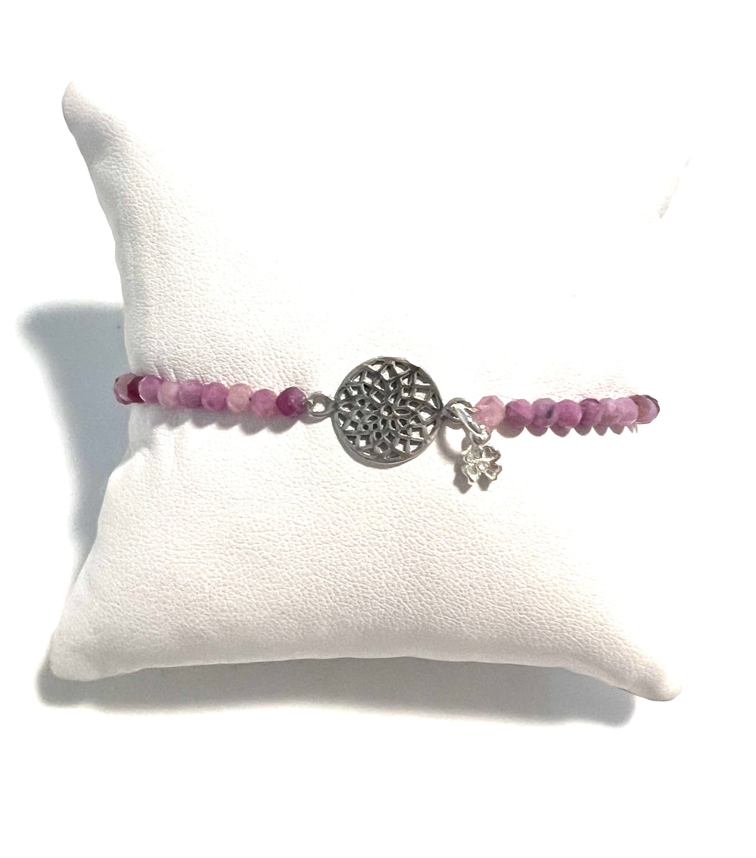 Pink Bracelet with Red Ruby Zoisite and Sterling Silver