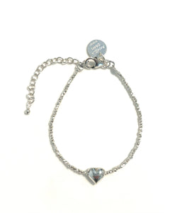 Sterling Silver Bracelet with Sterling Silver Beads and Heart