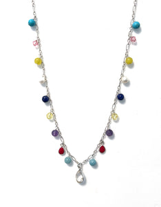 Sterling Silver Necklace with Crystal Quartz Lapis Lazuli Amethyst Pearls Swarovski Crystal and Various Gemstones