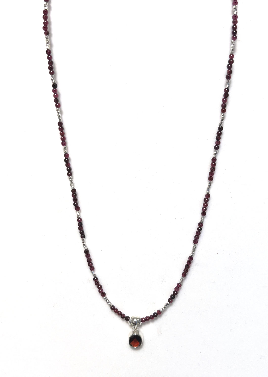 Australian Handmade Red Necklace with Garnet Beads Garnet Pendant and Sterling Silver