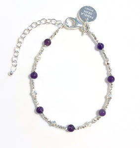 Purple Bracelet with Dark Amethyst and Sterling Silver