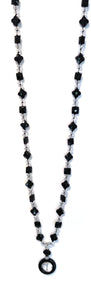 Australian Handmade Black Necklace with Onyx and Crystal Quartz