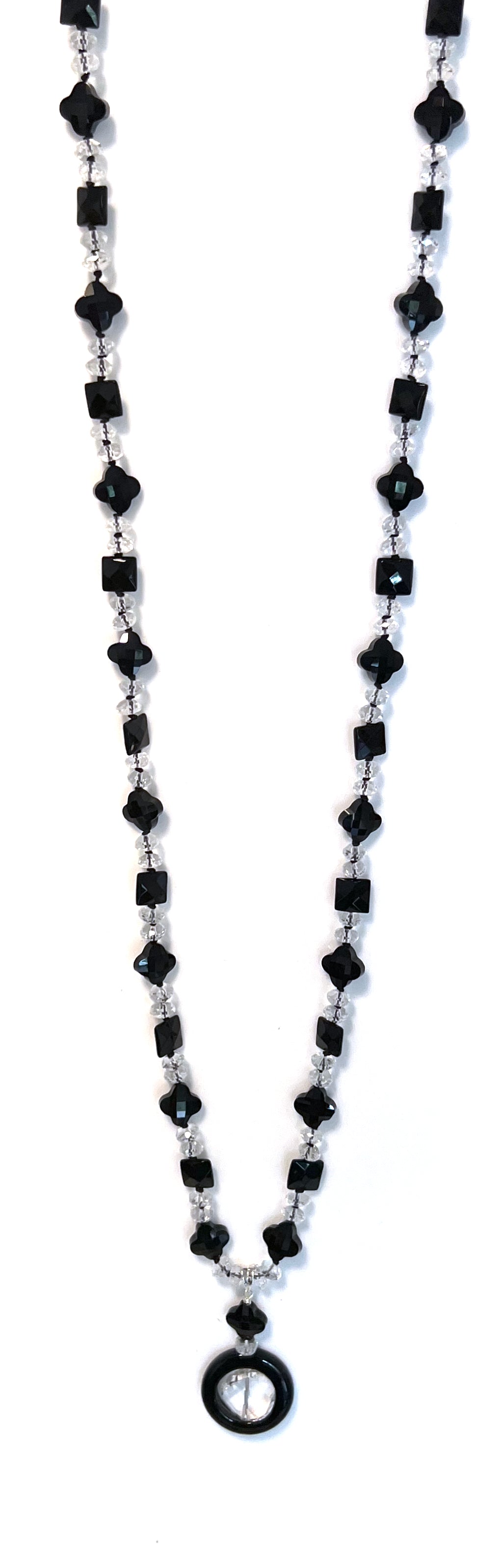 Australian Handmade Black Necklace with Onyx and Crystal Quartz