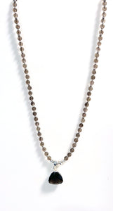 Australian Handmade Brown Necklace with Smoky Quartz Beads and Pendant set in Sterling Silver