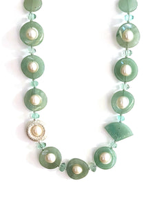 Australian Handmade Green Necklace with Aventurine Fluorite Pearls and Sterling Silver