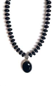 Australian Handmade Black Necklace with Onyx and Onyx Pendant set in Sterling Silver