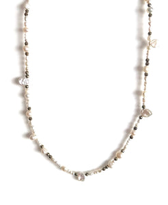 Australian Handmade White Pearl Necklace with Facetted Pyrite Beads