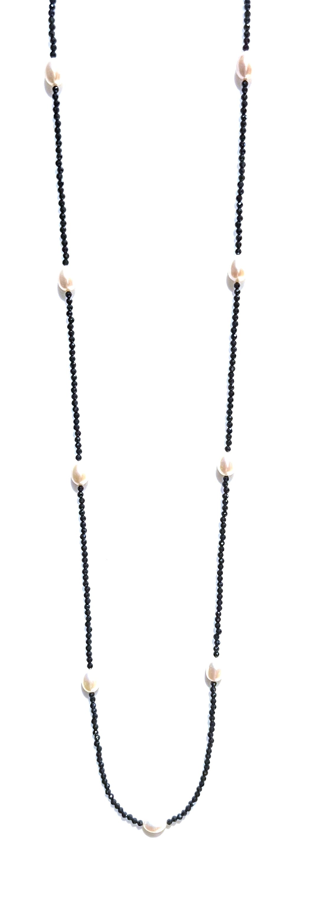 Australian Handmade Black Spinel Necklace with Pearls