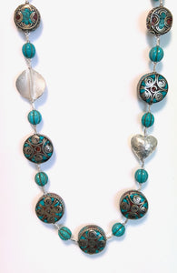 Australian Handmade Turquoise Colour Necklace with Nepalese Beads Howlite and Sterling Silver