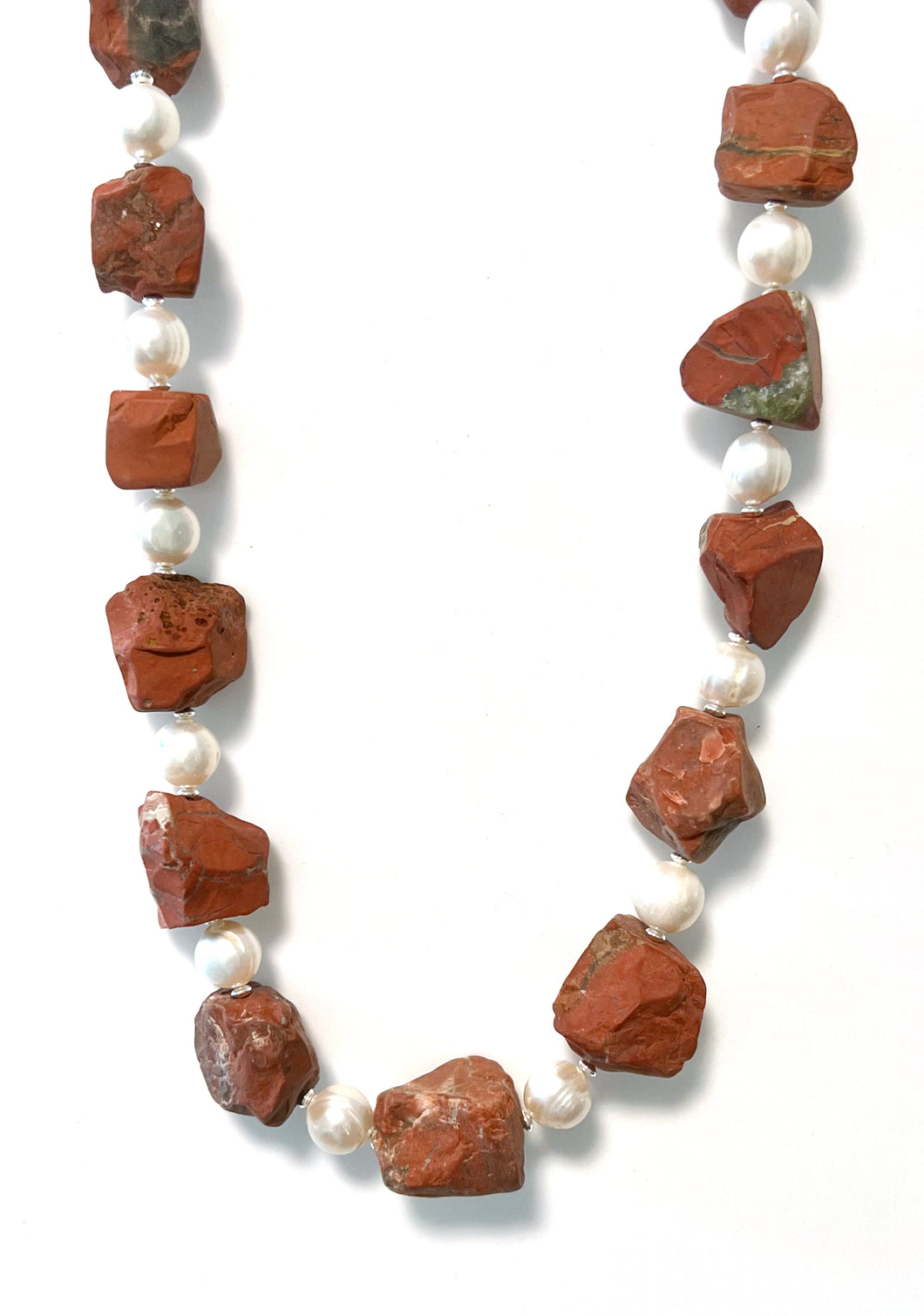 Australian Handmade Red Necklace with Natural Red Jasper and Pearls