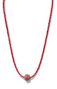 Australian Handmade Red Necklace with Facetted Sea Bamboo and Nepalese Bead