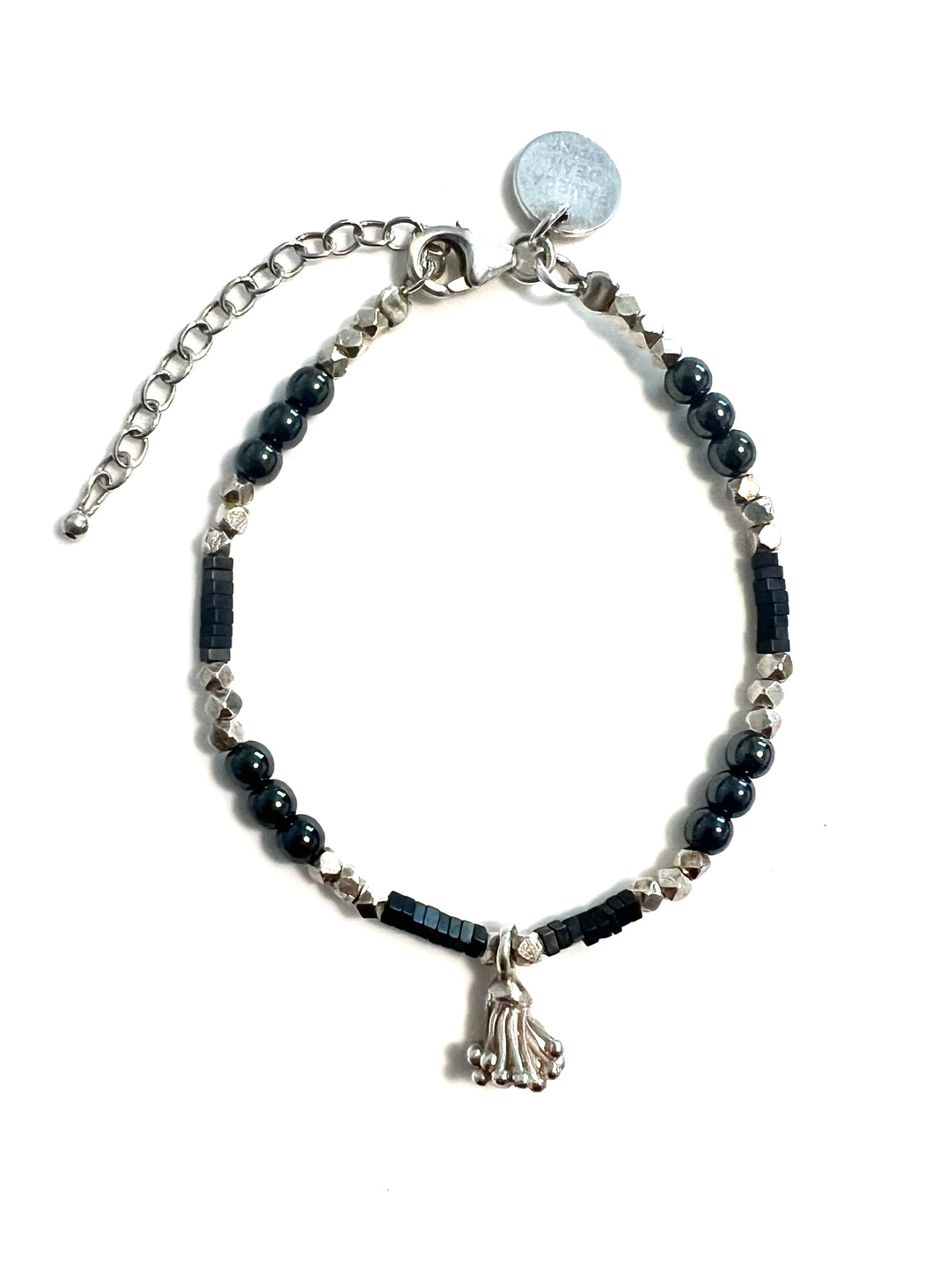 Grey Bracelet with Hematite and Sterling Silver