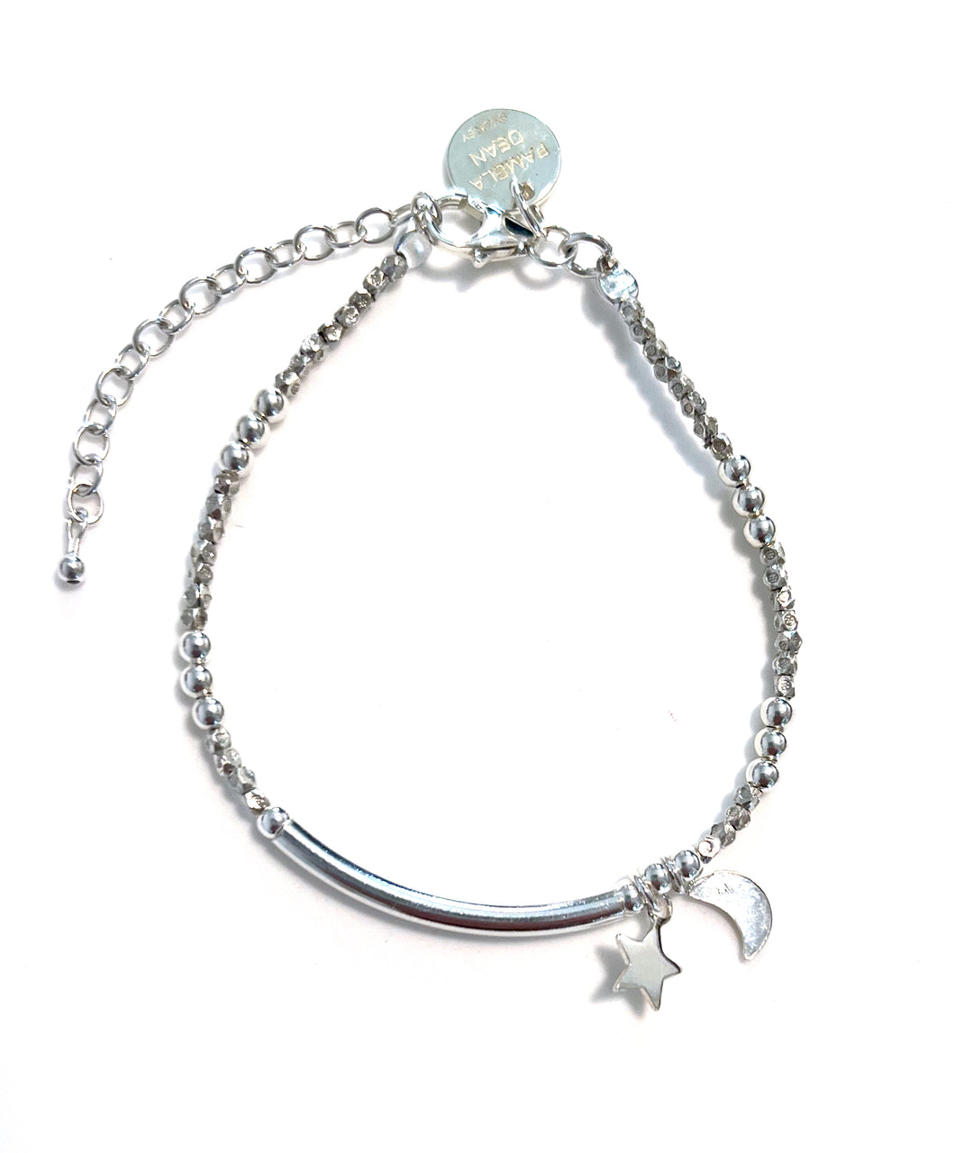 Sterling Silver Bracelet with Sterling Silver Beads and Star and Moon Charms