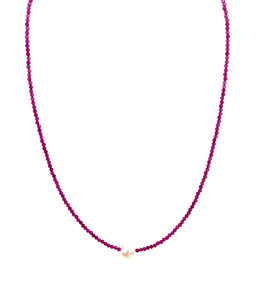 Pink Necklace with Ruby and Pearl