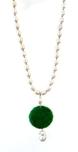 Australian Handmade Pearl Necklace with Green Jade and Baroque Pearl