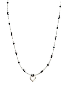 Australian Handmade Necklace with Clear White Topaz Black Spinel and Sterling Silver