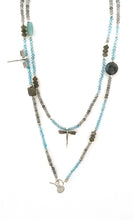 Load image into Gallery viewer, Australian Handmade Turquoise Colour Necklace with Blue Topaz Labradorite Amazonite and Sterling Silver
