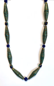 Australian Handmade Turquoise Colour Necklace with Nepalese Beads Lapis Lazuli and Gold Plated Beads