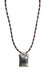 Australian Handmade Red Necklace with Garnet Sterling Silver and Pewter Pendant