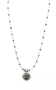 Australian Handmade Purple Necklace with Sterling Silver Locket and Amethyst Beads