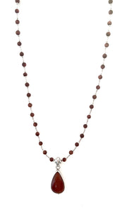 Australian Handmade Necklace with Goldstone Beads and Carnelian Pendant