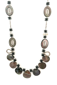 Australian Handmade Grey Necklace with Mother of Pearl Hematite and Sterling Silver