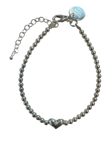 Sterling Silver Bracelet with Sterling Silver Heart