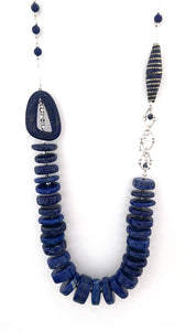 Australian Handmade Blue Necklace with Lapis Lazuli Nepalese Bead and Sterling Silver