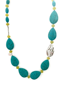 Australian Handmade Turquoise Colour Necklace with Howlite Korean Jade and Sterling Silver