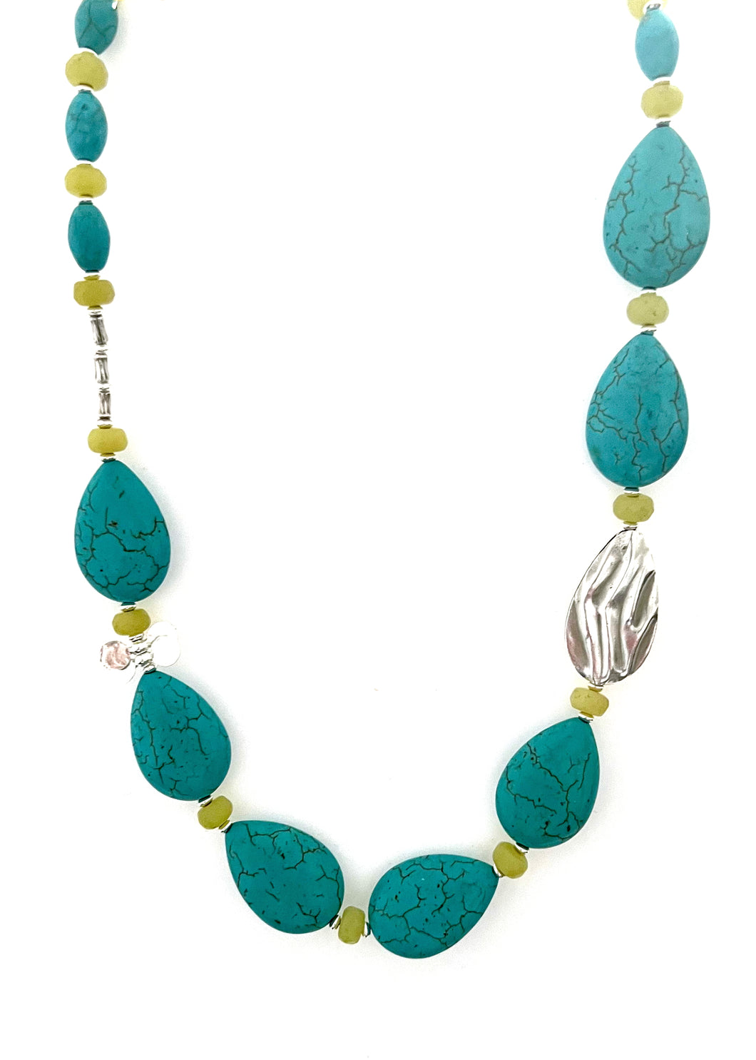 Australian Handmade Turquoise Colour Necklace with Howlite Korean Jade and Sterling Silver