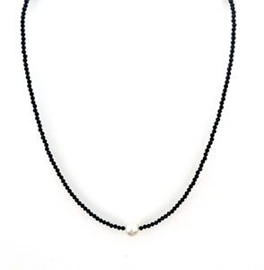 Australian Handmade Black Necklace with Spinel and Pearl