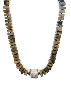 Australian Handmade Brown Necklace with Variegated Jasper and Sterling Silver