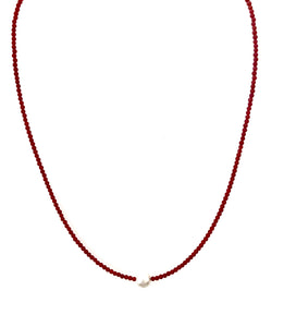 Australian Handmade Red Necklace with Coral Pearl and Sterling Silver