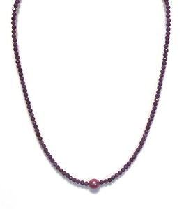 Australian Handmade Purple Necklace with Facetted Phosphosiderite and Magenta Colour Pearl