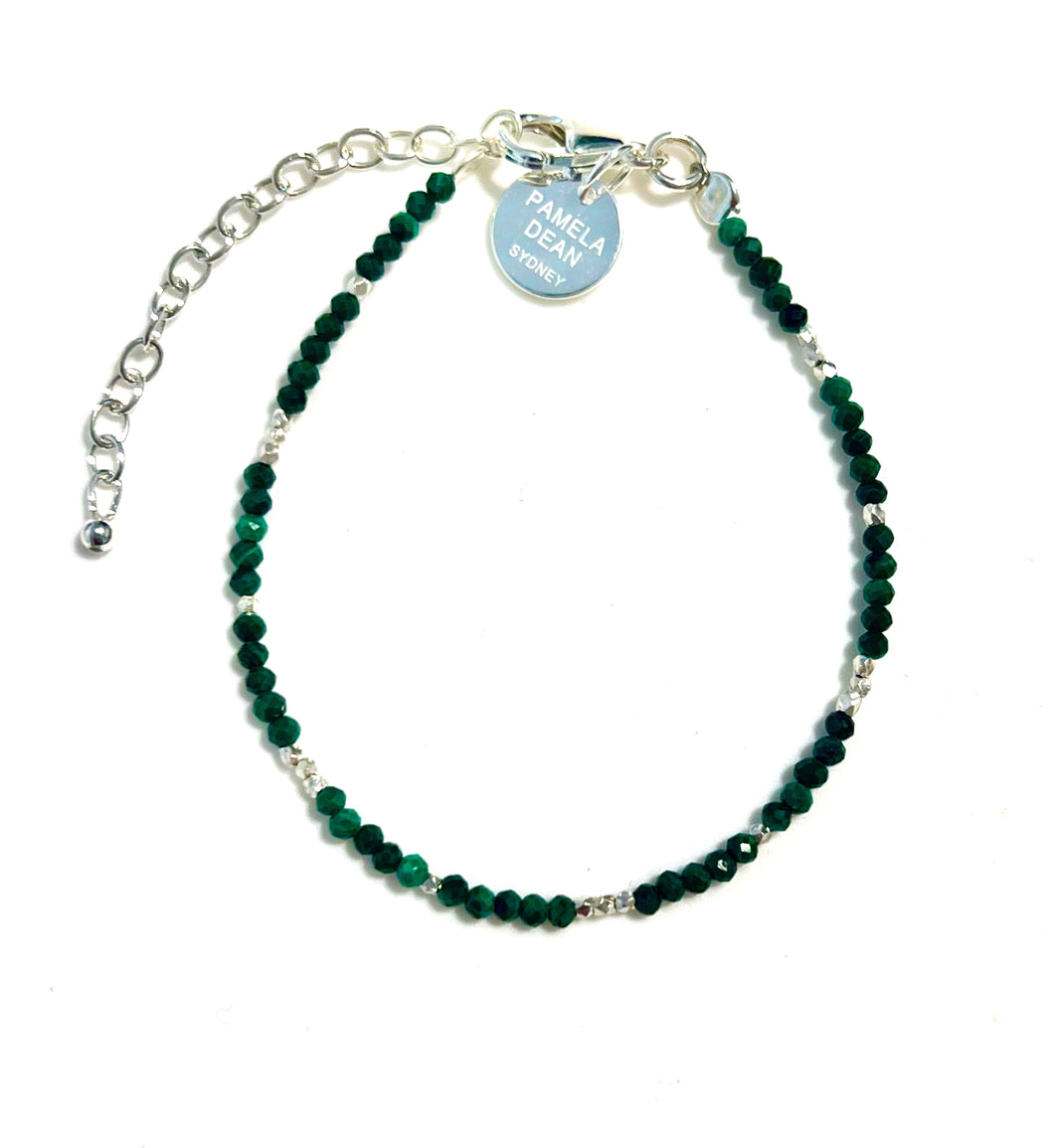 Green Bracelet with Malachite and Sterling Silver